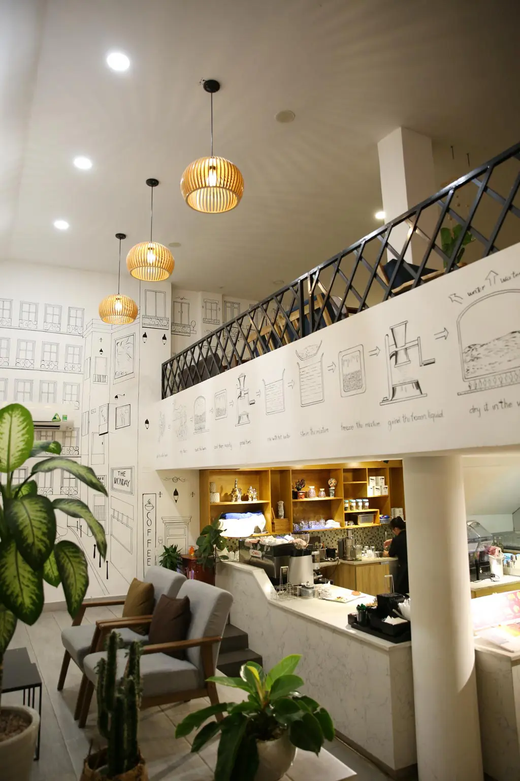 6 quan cafe 3 Đèn trang trí hiện đại giá rẻ tại quán cafe The Monday Coffee quận 10