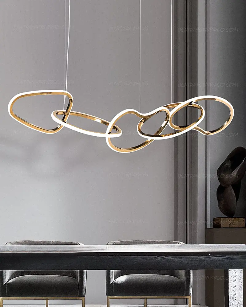 Đèn thả trang trí ngang 5 vòng xi vàng hiện đại VIRGO L153