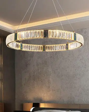 Đèn thả vòng tròn pha lê khảm đá xanh ngọc cao cấp VIRGO L002/1 3 Đèn thả vòng tròn pha lê khảm đá xanh ngọc cao cấp VIRGO L002/1