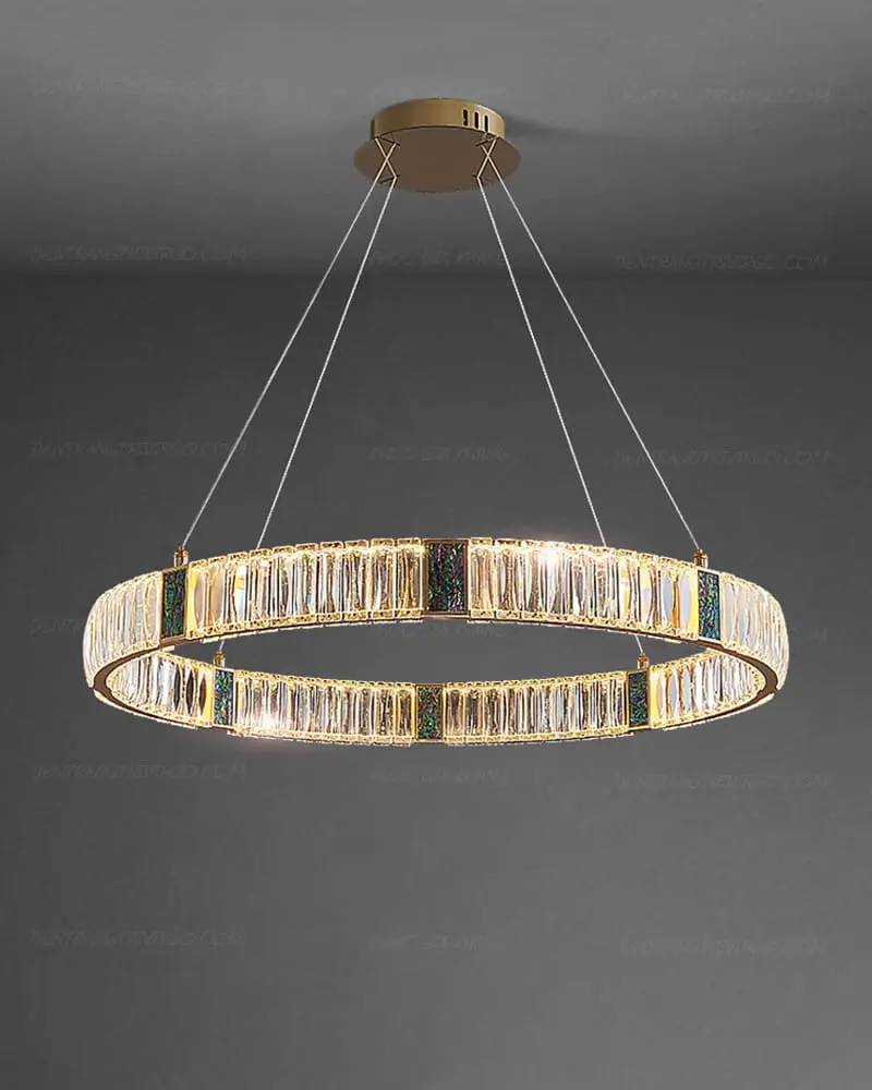 Đèn thả vòng tròn pha lê khảm đá xanh ngọc cao cấp VIRGO L002/1 2 Đèn thả vòng tròn pha lê khảm đá xanh ngọc cao cấp VIRGO L002/1