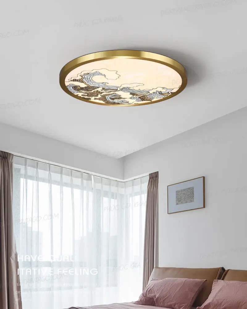 Đèn ốp trần đồng trang trí hoa văn cao cấp L635 3 Đèn ốp trần đồng trang trí hoa văn cao cấp L635