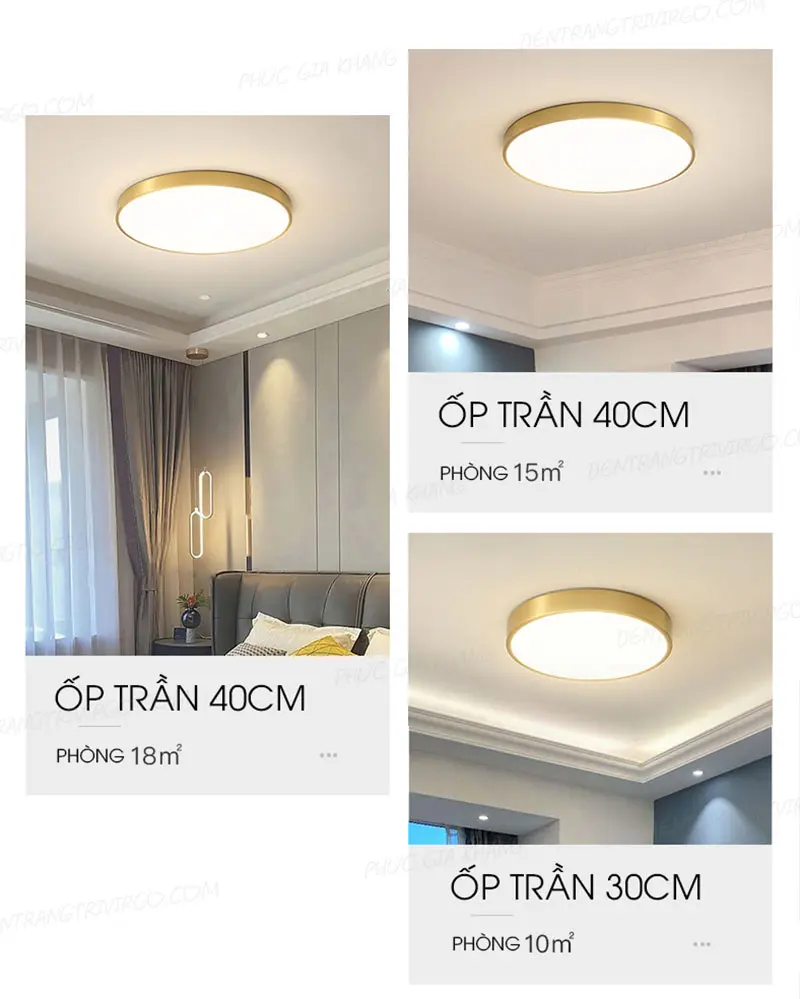 Đèn ốp trần tròn xi mạ vàng đồng cao cấp L653 1 Đèn ốp trần tròn xi mạ vàng đồng cao cấp L653
