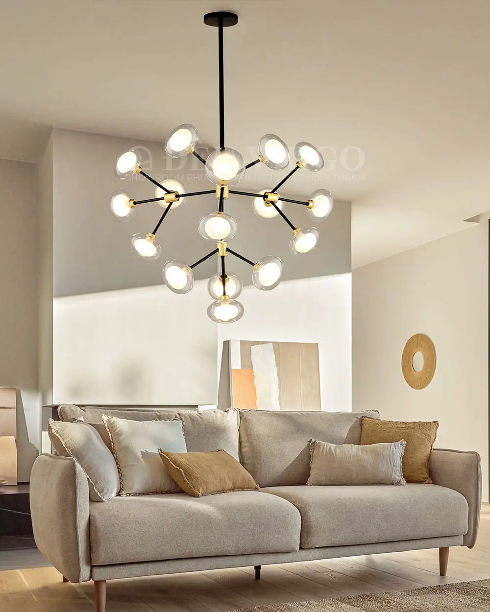 Đèn chùm thủy tinh trang trí 16 bóng LK66T16