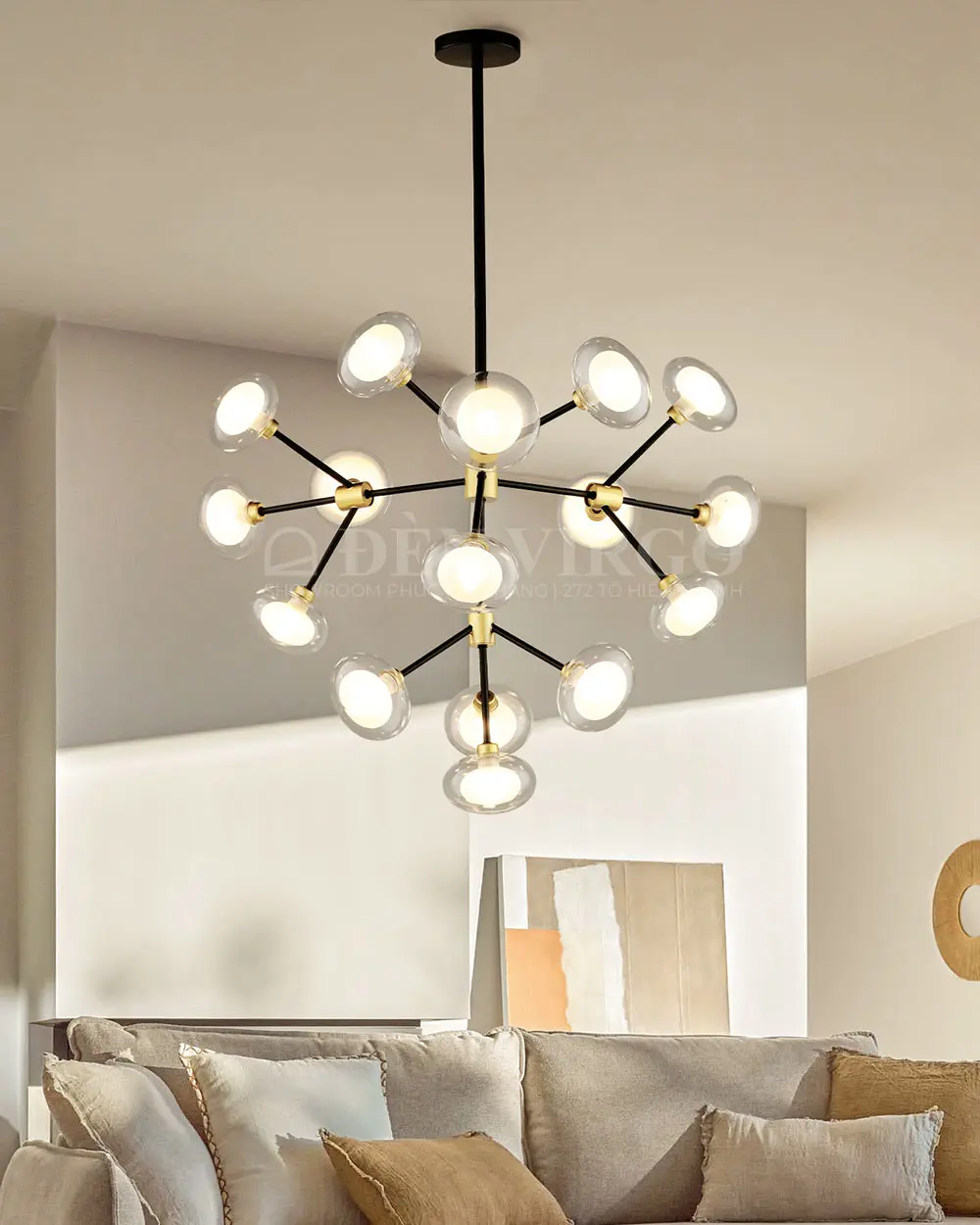 Đèn chùm thủy tinh trang trí 16 bóng LK66T16