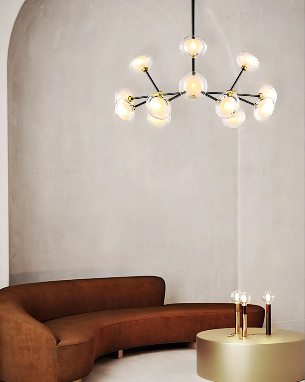 3482 1 Đèn chùm thủy tinh trang trí 12 bóng P66T12