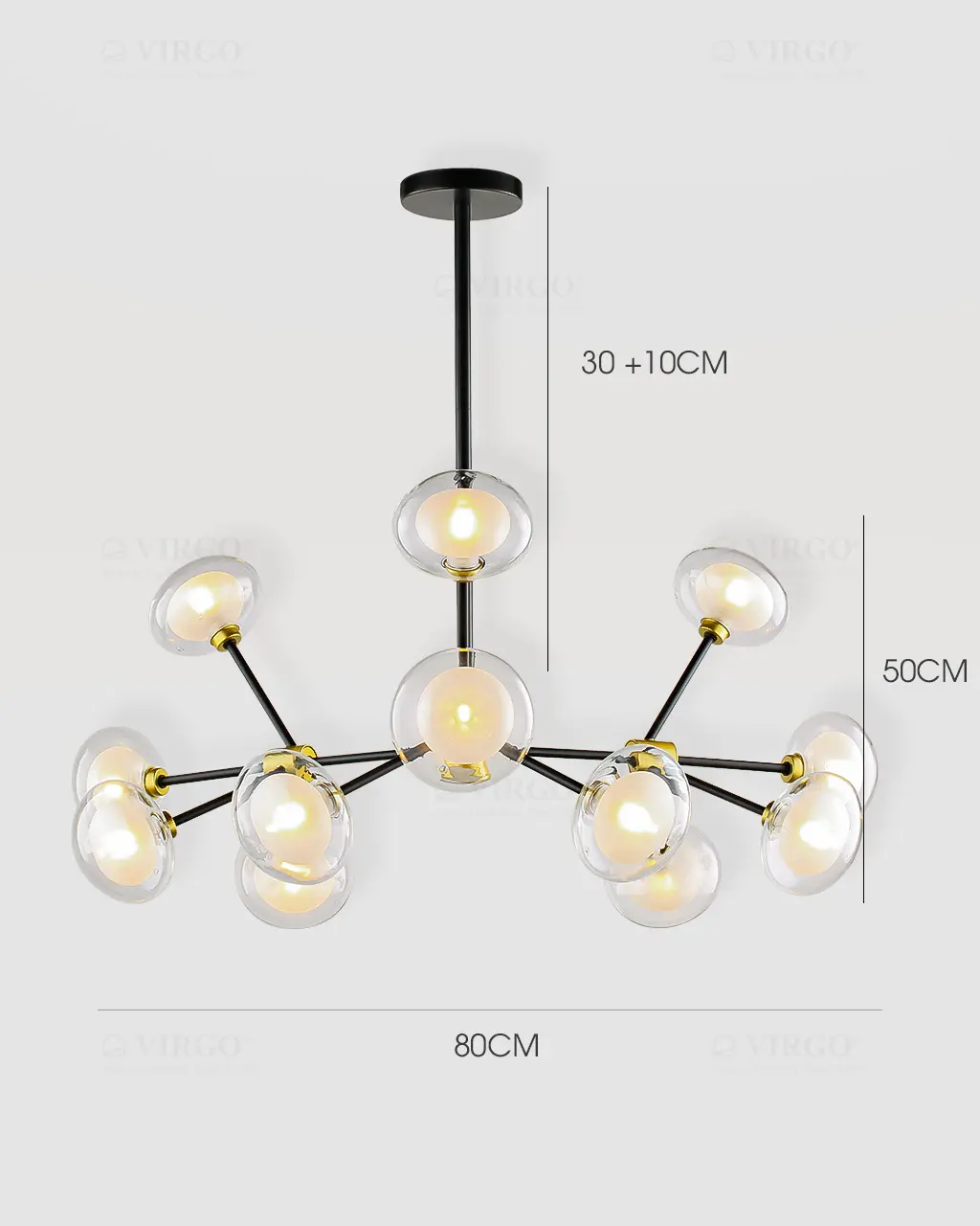 3482 5 Đèn chùm thủy tinh trang trí 12 bóng P66T12