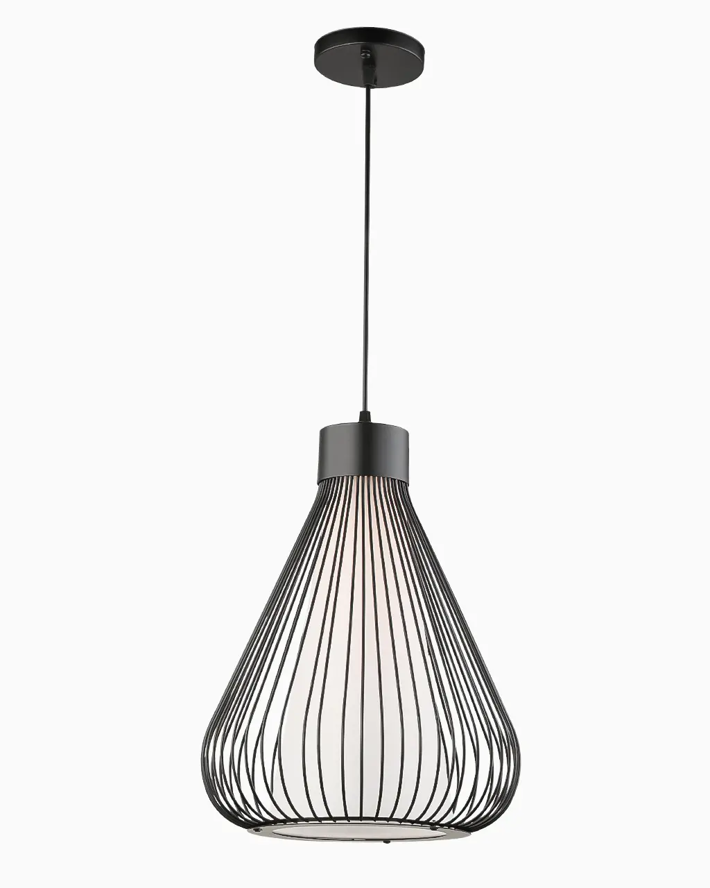 Đèn thả trang trí lồng kim loại chụp vải P6711