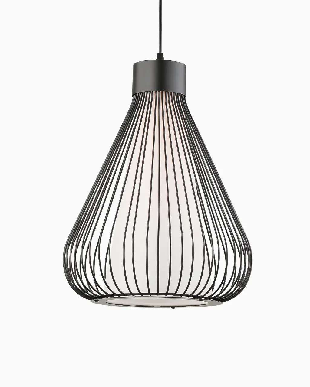 Đèn thả trang trí lồng kim loại chụp vải P6711