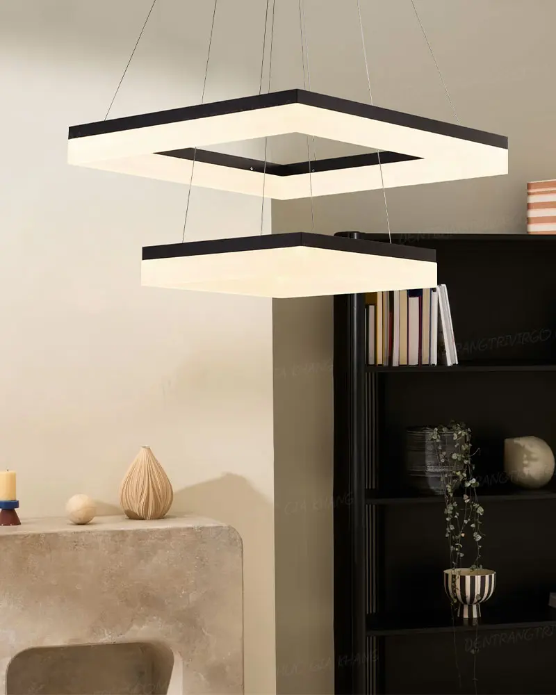 750 1 Đèn thả LED 2 vòng hình vuông hiện đại L6856
