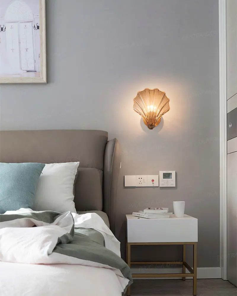 821 3 Đèn tường trang trí vỏ sò thủy tinh cao cấp LVPL24
