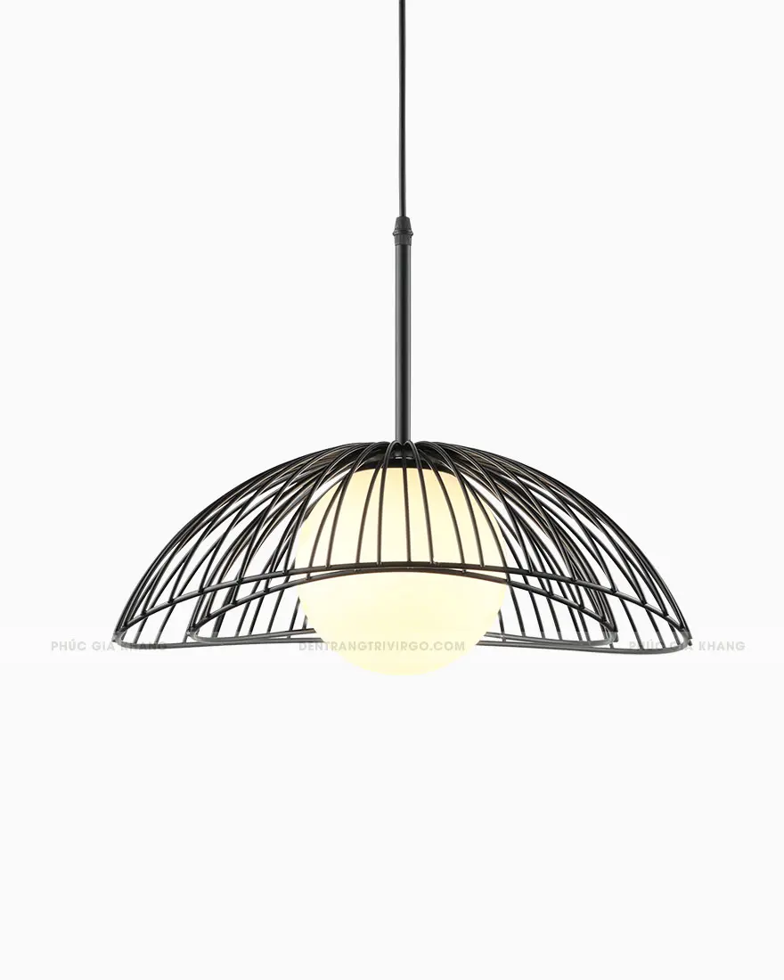 Đèn thả trang trí lồng sắt chụp thủy tinh cao cấp LHCN78