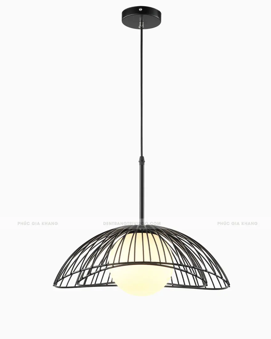 Đèn thả trang trí lồng sắt chụp thủy tinh cao cấp LHCN78