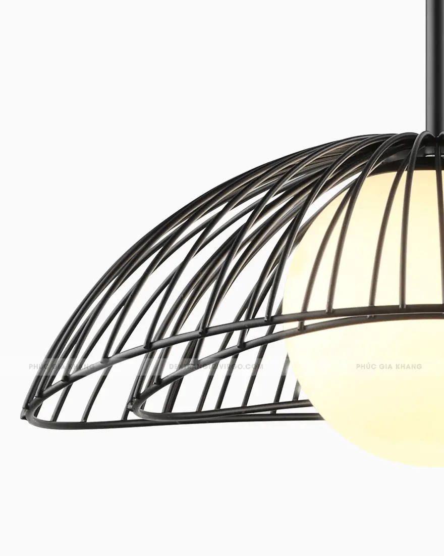 Đèn thả trang trí lồng sắt chụp thủy tinh cao cấp LHCN78