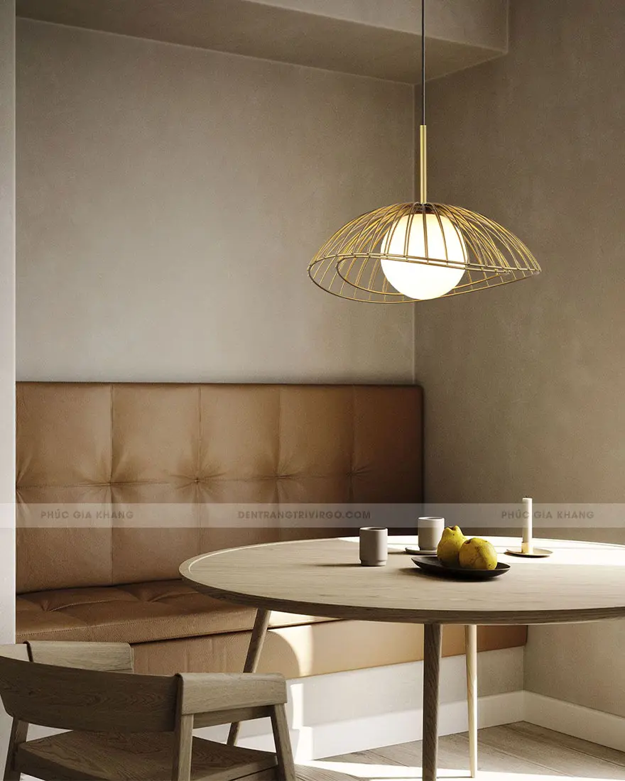 Đèn thả trang trí lồng sắt chụp thủy tinh cao cấp LHCN78G