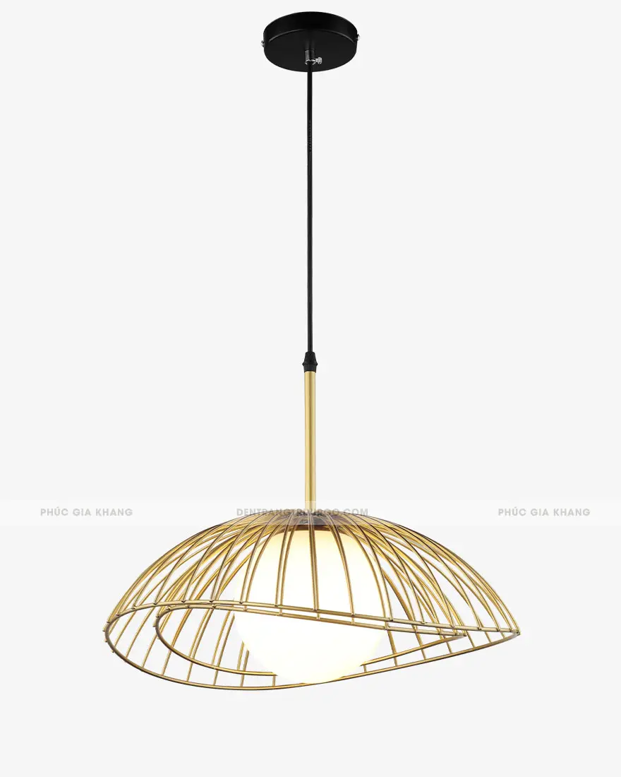 Đèn thả trang trí lồng sắt chụp thủy tinh cao cấp LHCN78G