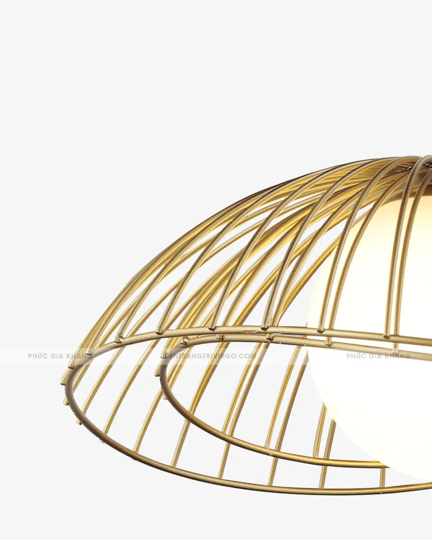 Đèn thả trang trí lồng sắt chụp thủy tinh cao cấp LHCN78G