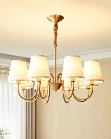 virgo la8203 3 Đèn chùm đồng chụp vải cổ điển VIRGO LA8203