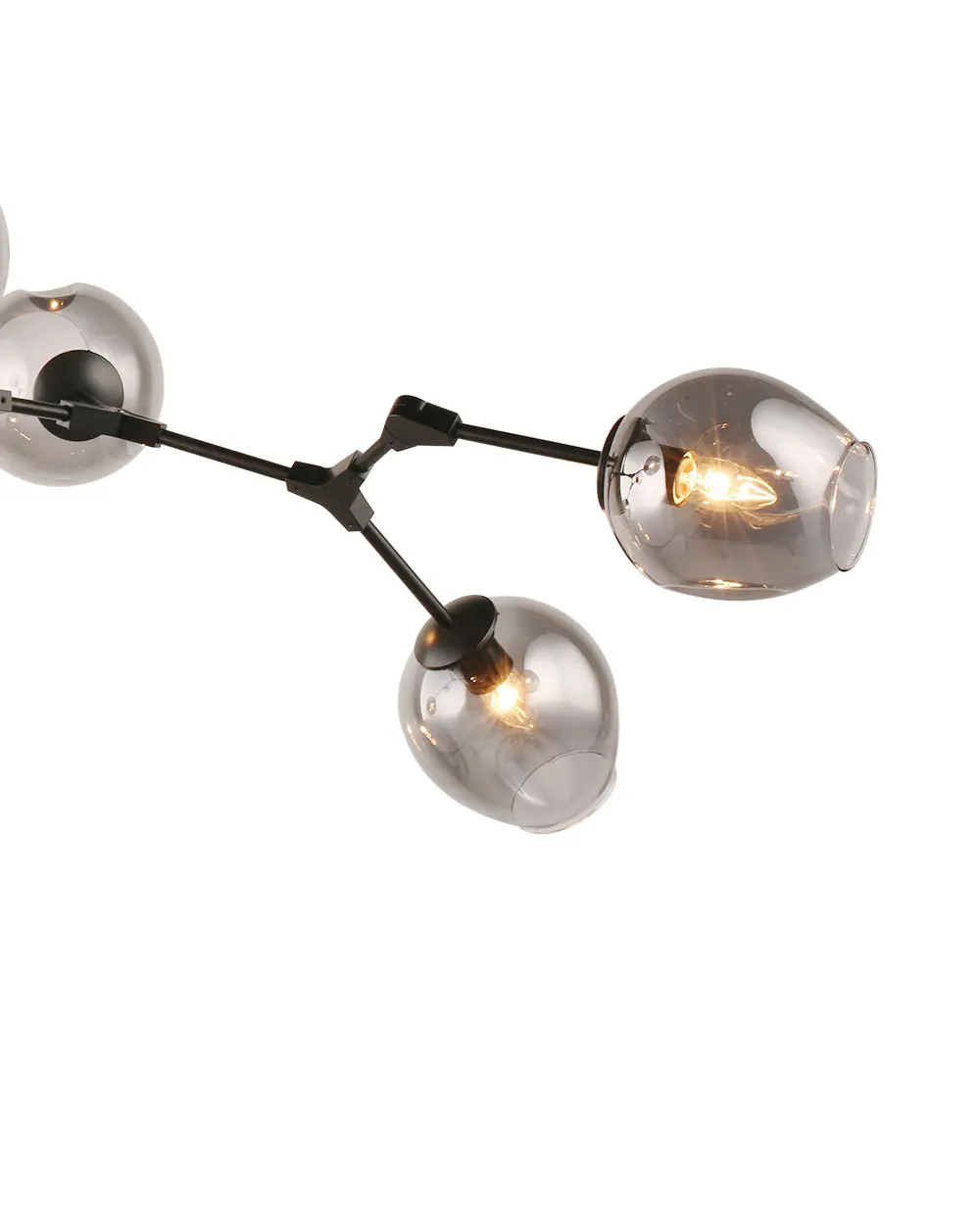 Đèn chùm 6 bóng thân đen chụp thủy tinh khói hiện đại LV8085/6