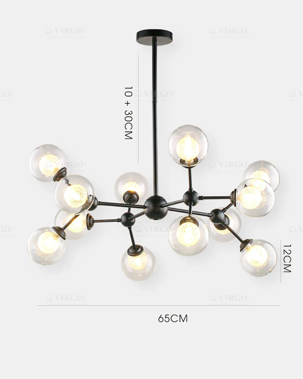 2026v2 4 Đèn đèn thủy tinh phân tử 12 bóng hiện đại P8171