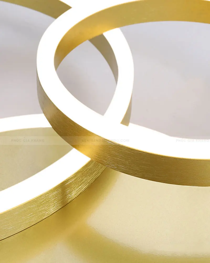 Đèn mâm LED ốp trần 3 vòng hợp kim xi vàng cao cấp LA7001