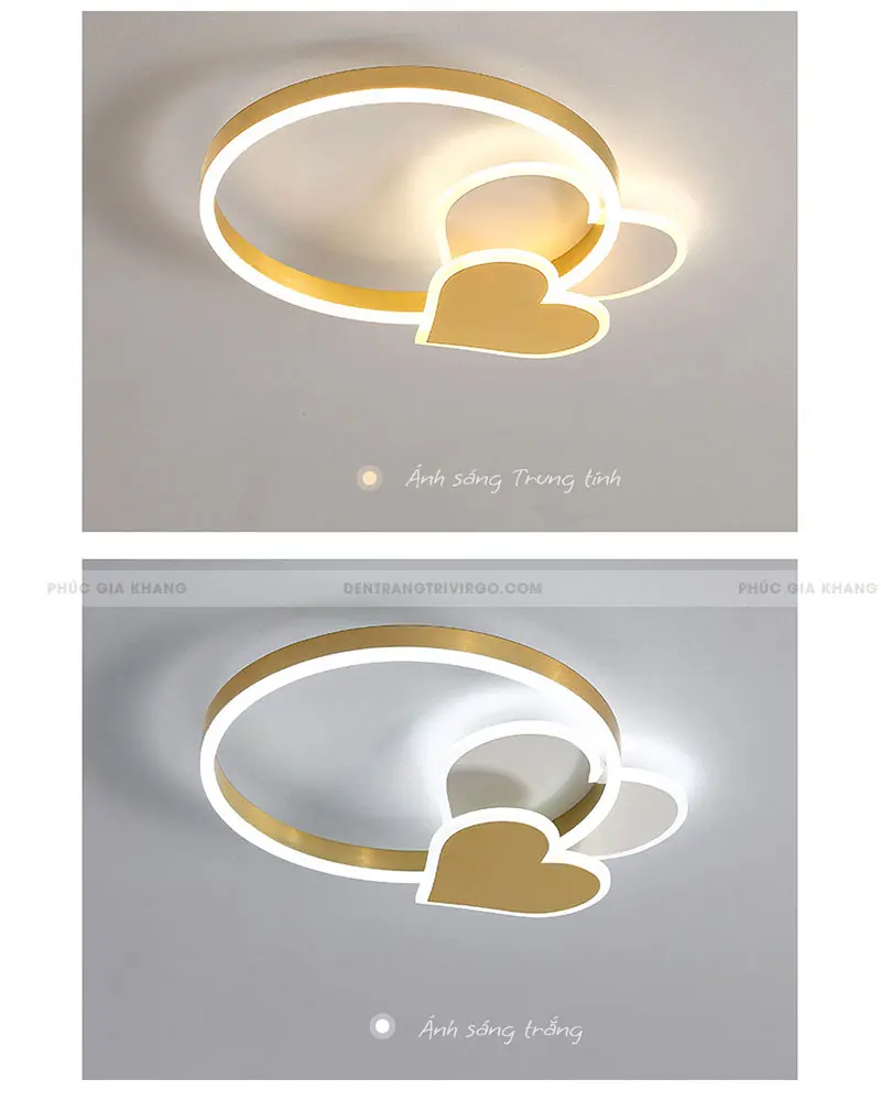 Đèn mâm LED ốp trần phòng ngủ, phòng trẻ em cao cấp hình trái tim LA7006 1 Đèn mâm LED ốp trần phòng ngủ, phòng trẻ em cao cấp hình trái tim LA7006
