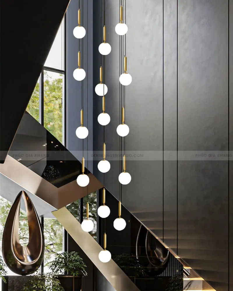 Đèn thả quả cầu thủy tinh thân vàng cao cấp trang trí thông tầng cầu thang VIRGO LH19221 4 Đèn thả quả cầu thủy tinh thân vàng cao cấp trang trí thông tầng cầu thang VIRGO LH19221