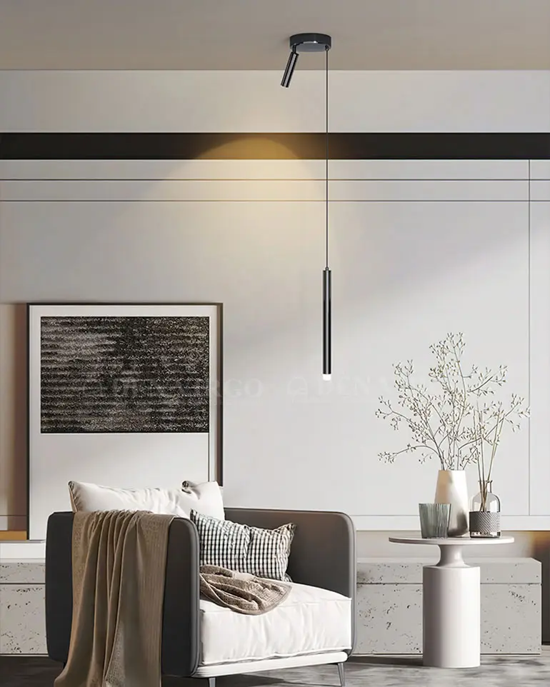 Đèn thả LED ống kim loại đen V6013