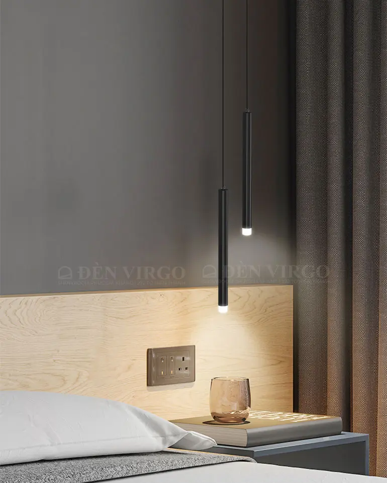 Đèn thả LED ống kim loại đen V6013