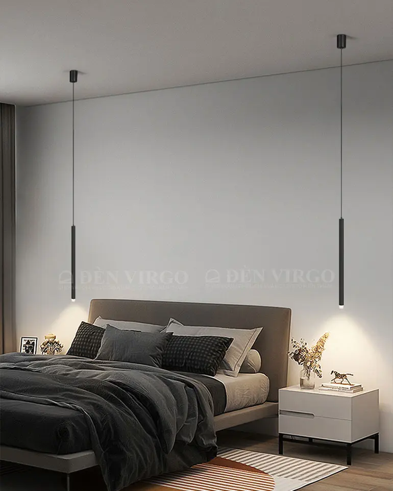 Đèn thả LED ống kim loại đen V6013