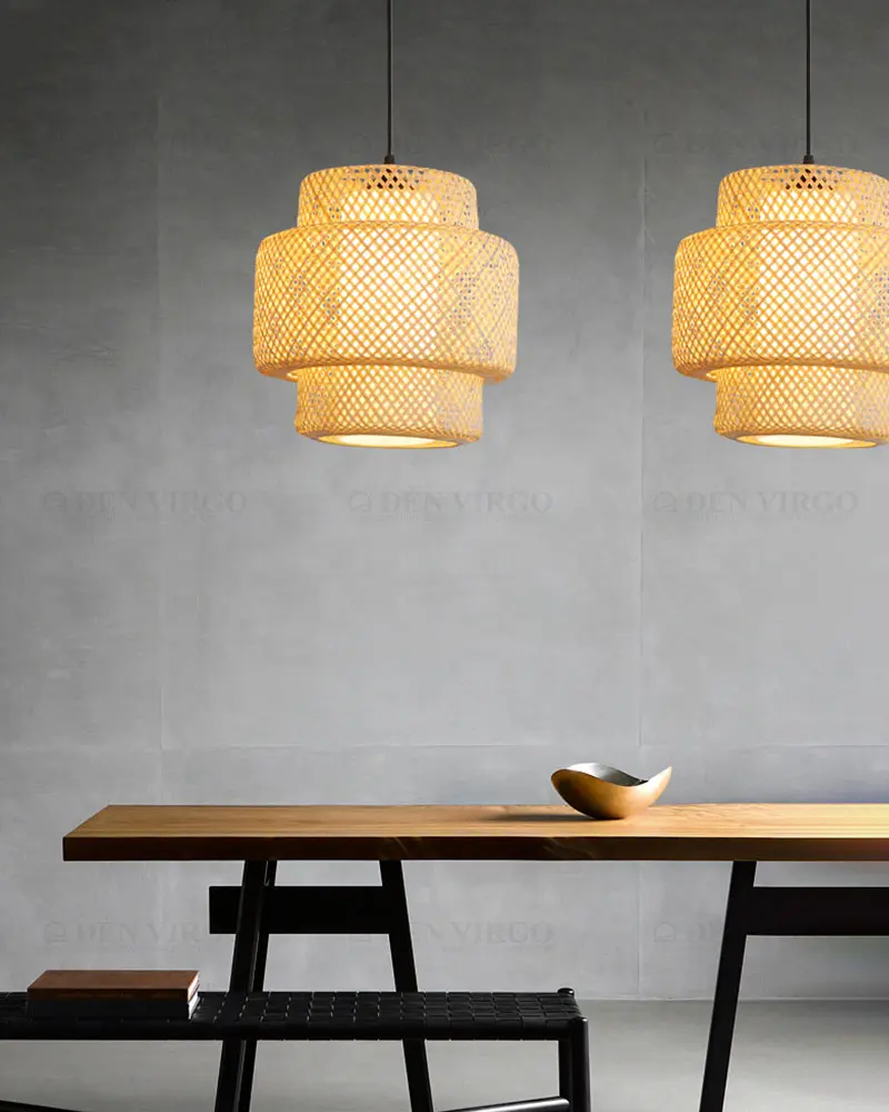 3320 2 Đèn thả mây tre trang trí P96238