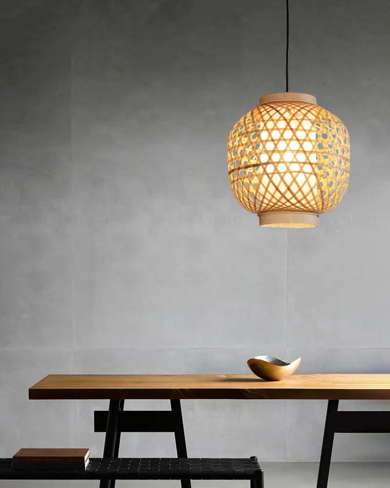 3323 4 Đèn thả mây tre trang trí P96243