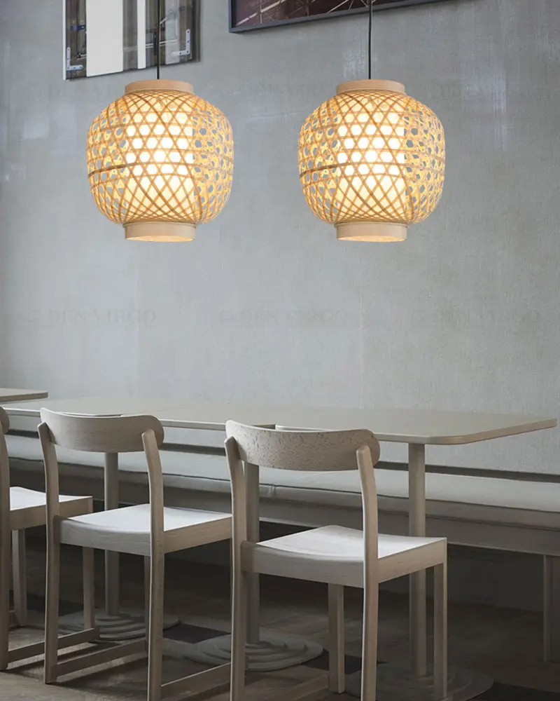 3323 5 Đèn thả mây tre trang trí P96243