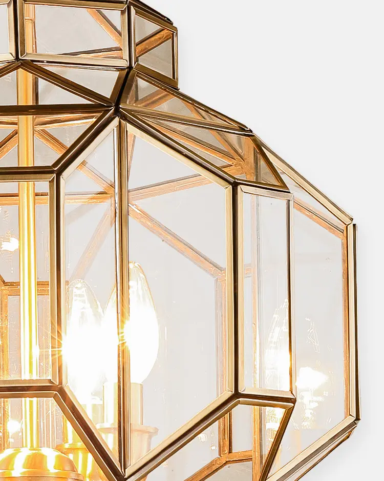 Đèn thả đồng lồng kính cổ điển P191