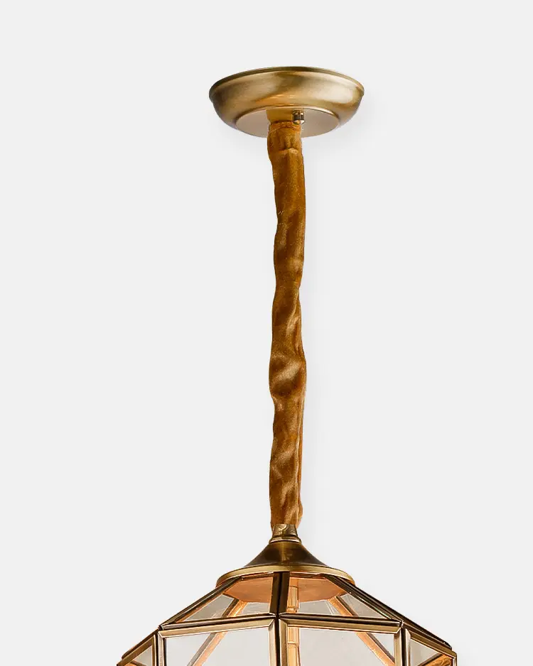 Đèn thả đồng lồng kính cổ điển P191