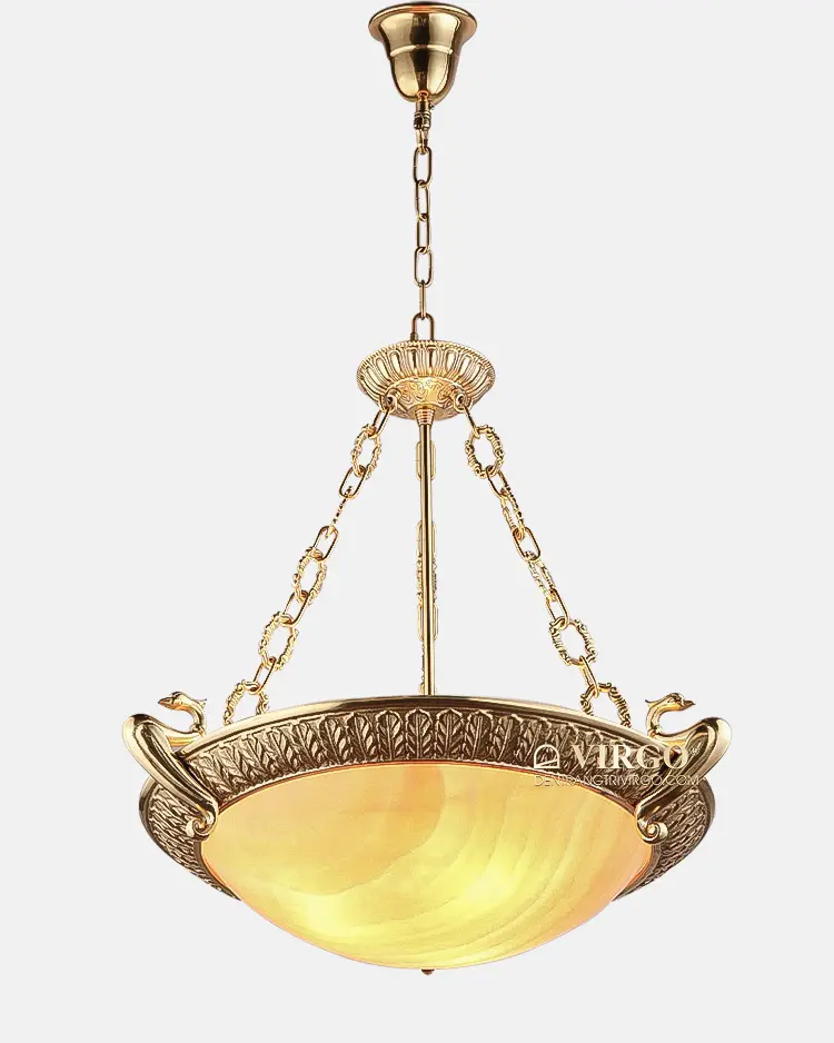 3388 2 Đèn thả đồng chao đá cổ điển P293/65