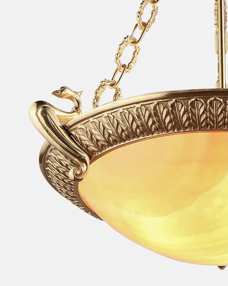 3388 4 Đèn thả đồng chao đá cổ điển P293/65