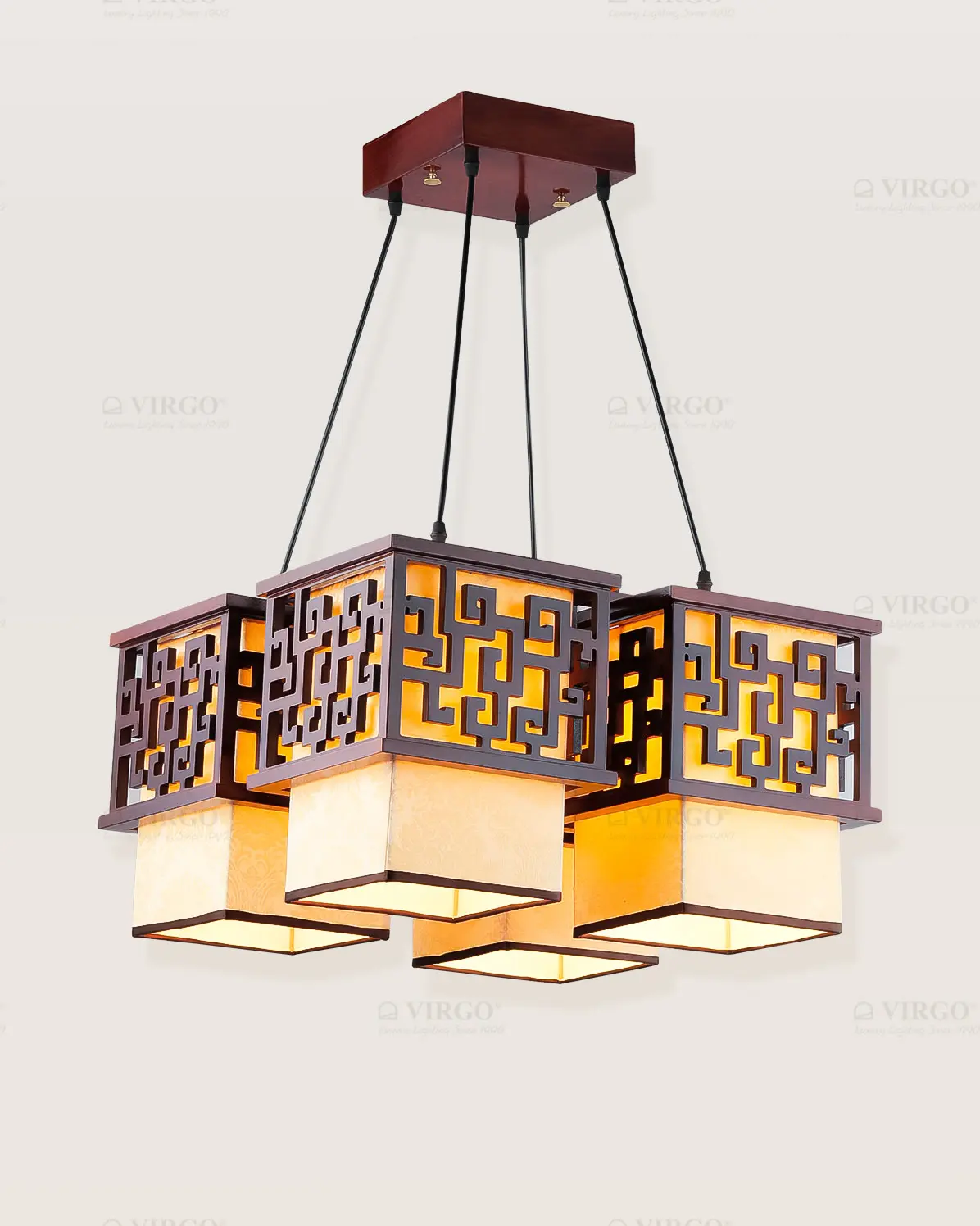 Đèn thả gỗ mỹ nghệ phong cách nội thất truyền thống Việt Nam PG8602/4