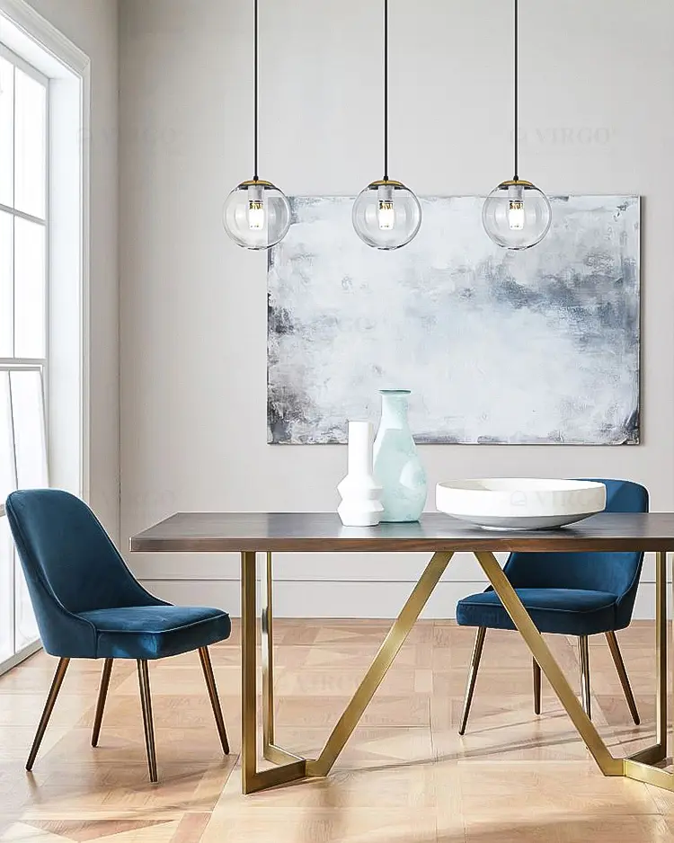 3647 2 Đèn thả thủy tinh trong suốt nấp vàng P7018