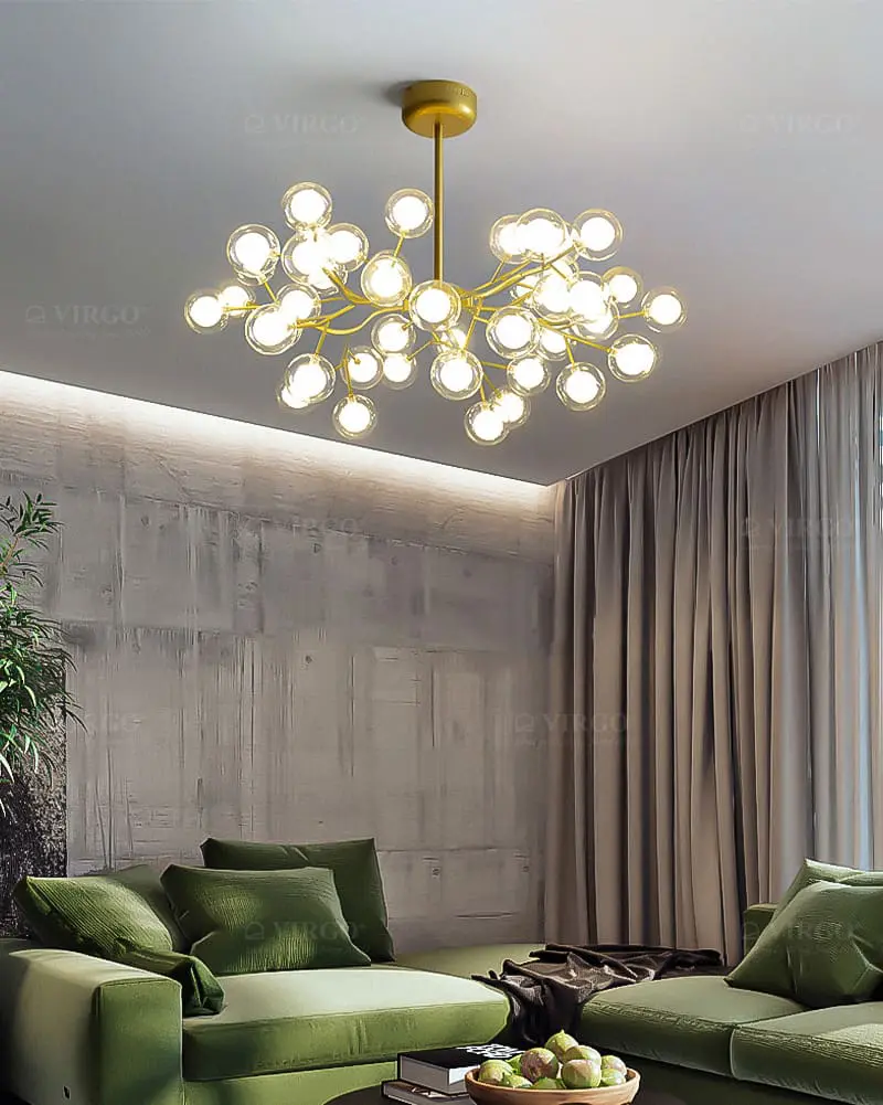 Đèn thả thủy tinh 45 bóng tròn 2 lớp VIRGO P9051BT2