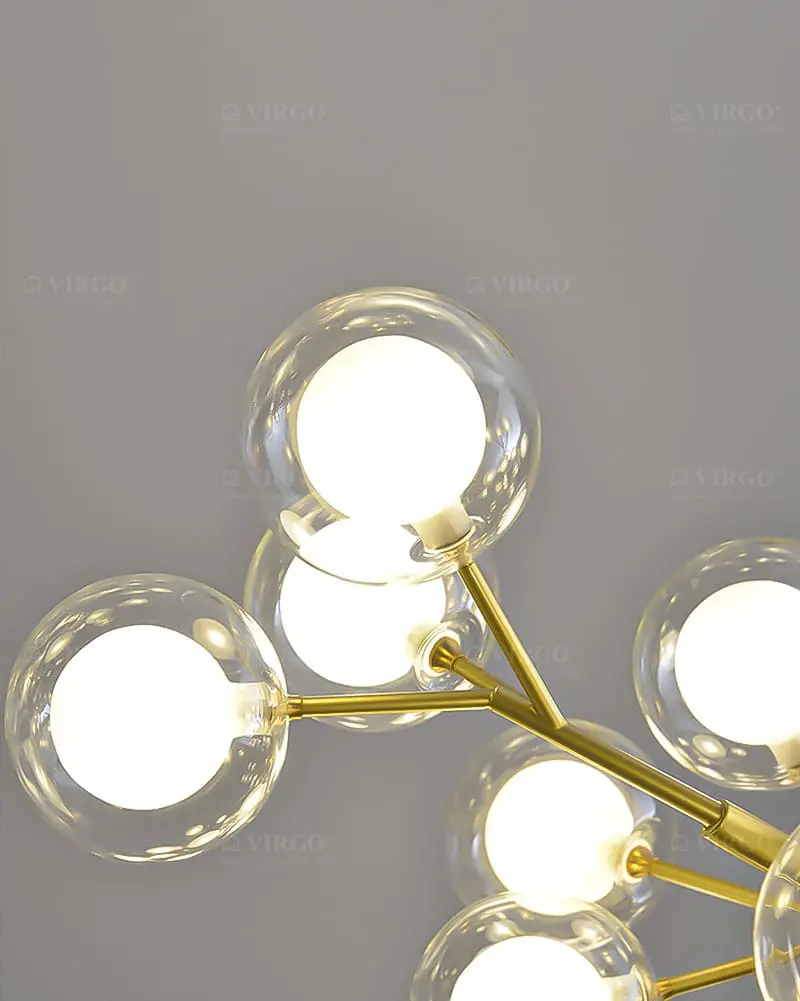 Đèn thả thủy tinh 45 bóng tròn 2 lớp VIRGO P9051BT2