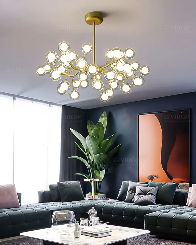 Đèn thả thủy tinh 45 bóng tròn 2 lớp VIRGO P9051BT2