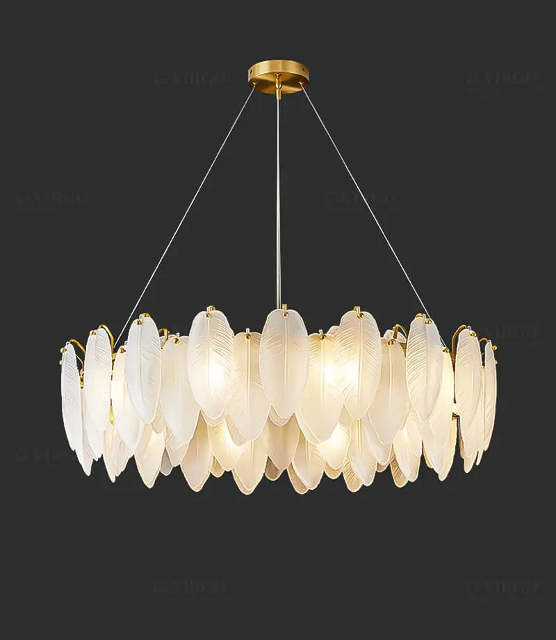 Đèn thả trang trí cao cấp Lông vũ thủy tinh VIRGO PV8812 1 Đèn thả trang trí cao cấp Lông vũ thủy tinh VIRGO PV8812