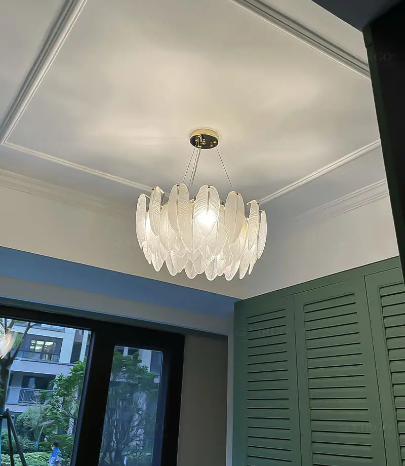 Đèn thả trang trí cao cấp Lông vũ thủy tinh VIRGO PV8812 4 Đèn thả trang trí cao cấp Lông vũ thủy tinh VIRGO PV8812