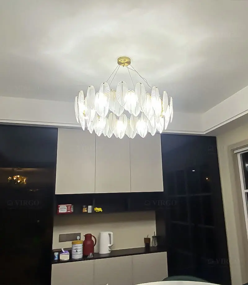 Đèn thả trang trí cao cấp Lông vũ thủy tinh VIRGO PV8812 5 Đèn thả trang trí cao cấp Lông vũ thủy tinh VIRGO PV8812