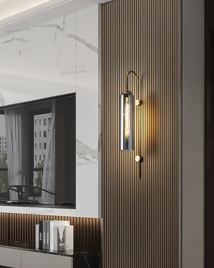 3817 3 Đèn tường thủy tinh khói cao cấp SS2201
