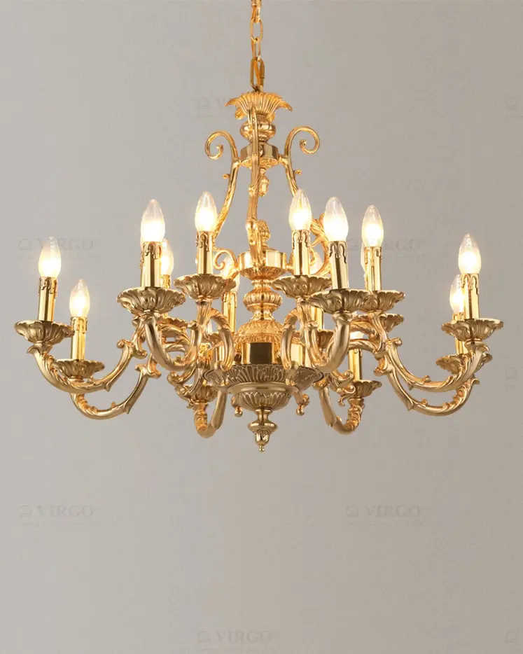 18 2 Đèn chùm đồng cao cấp 16 bóng VIRGO D1180