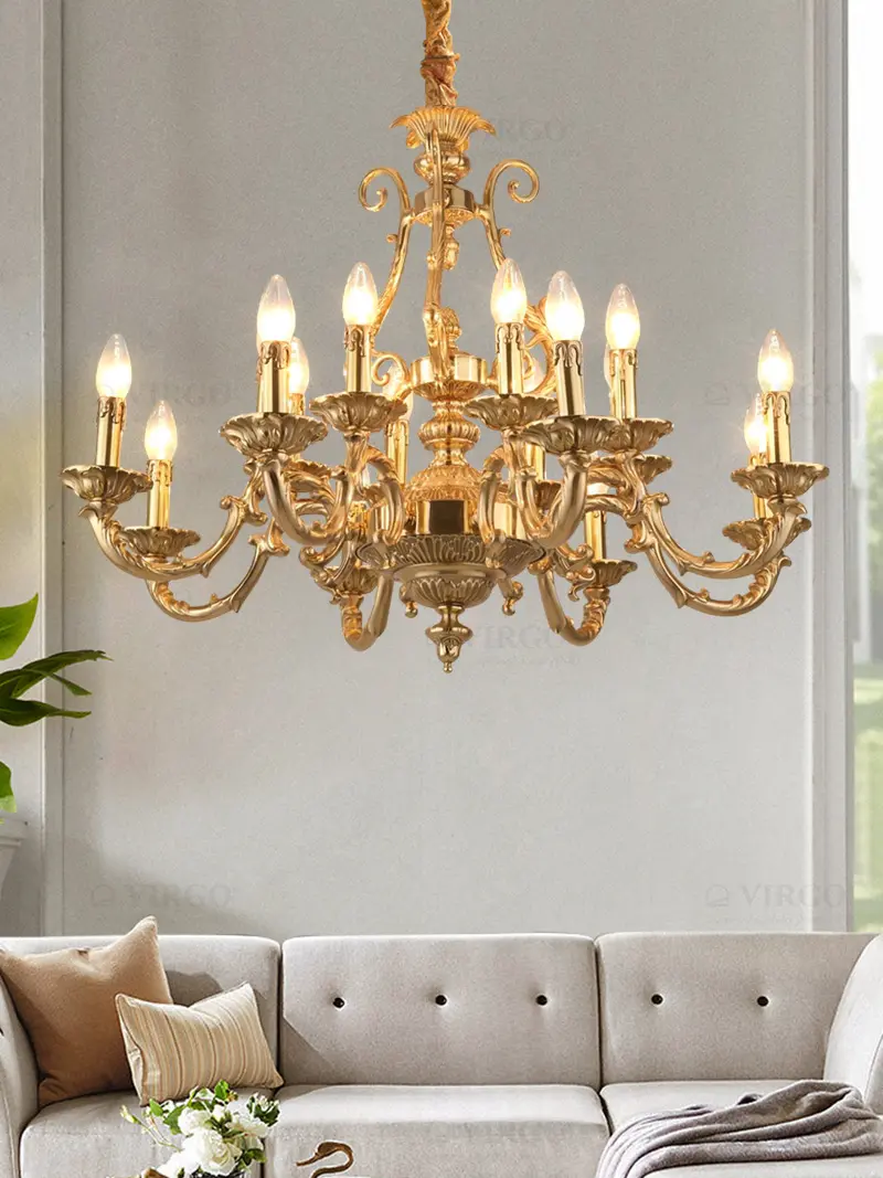 18 3 Đèn chùm đồng cao cấp 16 bóng VIRGO D1180