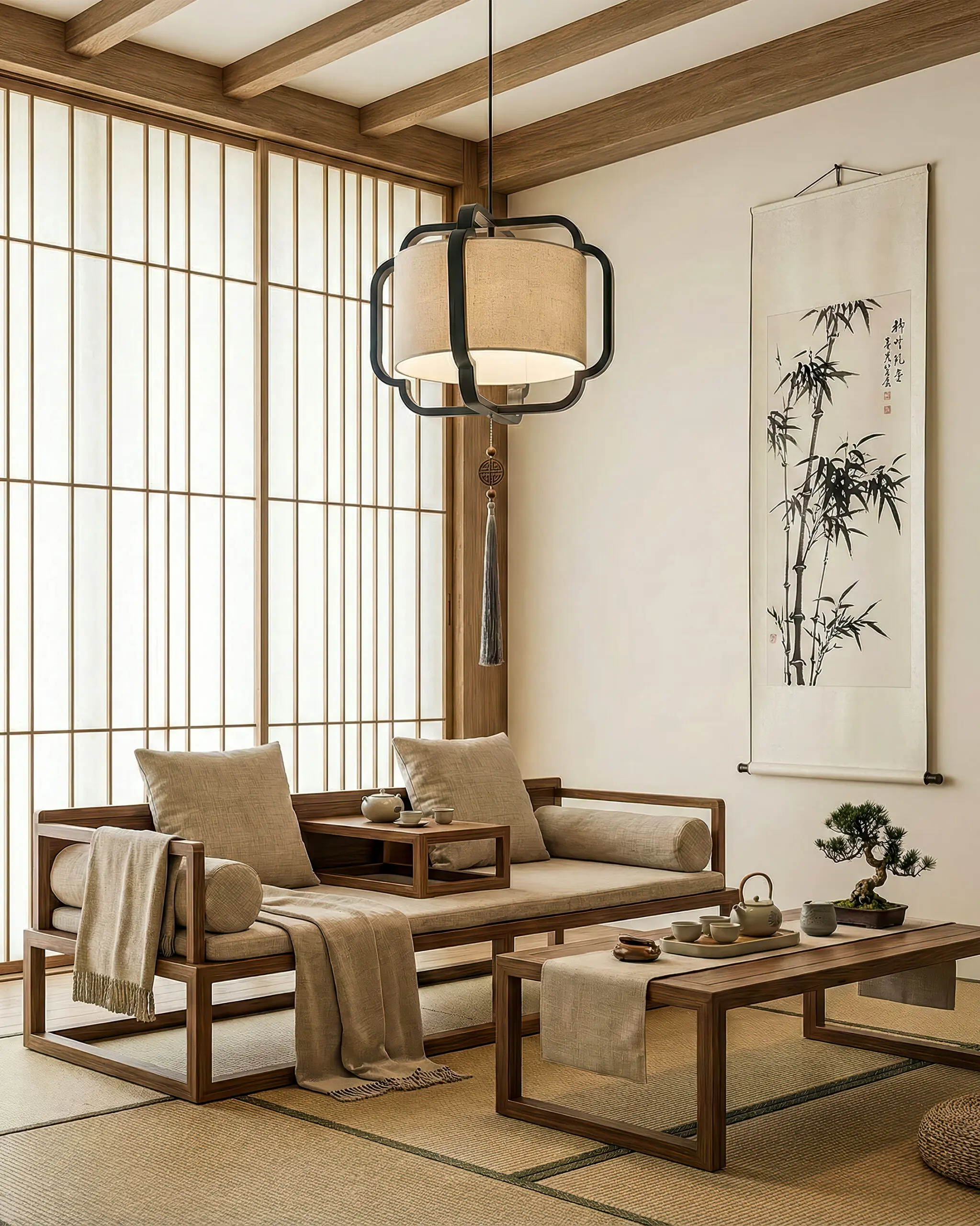 VRG 20189 4 scaled Đèn Thả Indochine Khung Hợp Kim Chao Vải Lụa VRG-20189