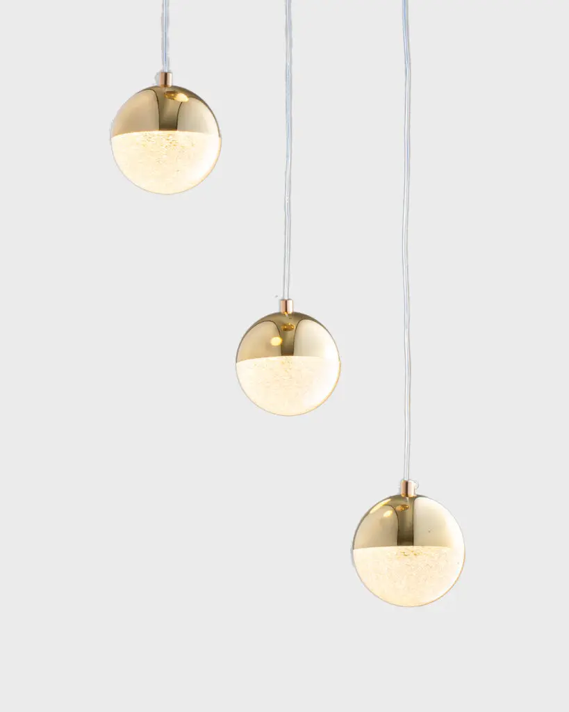 Đèn Thả Pha Lê Quả Cầu Vàng Kim Phối Bọt Khí Hiện Đại Sang Trọng VRG-9339S