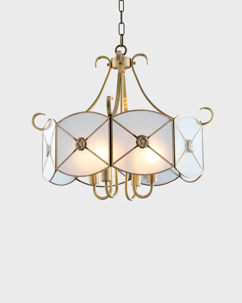 Đèn Thả Đồng Tân Cổ Điển Chao Kính Mờ VRG-CD9060-4